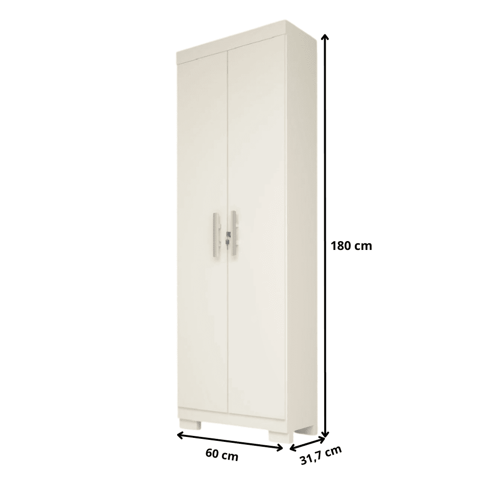 Arm&aacute;rio Multiuso 2 Portas 5 Prateleiras 188x60 cm Iris ACP - Branco, Branco, large image number 4